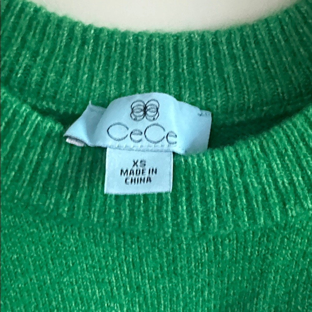 CeCe Brand Woman’s Vibrant Green Crew Neck Sweater - Size XS - Picture 2 of 7